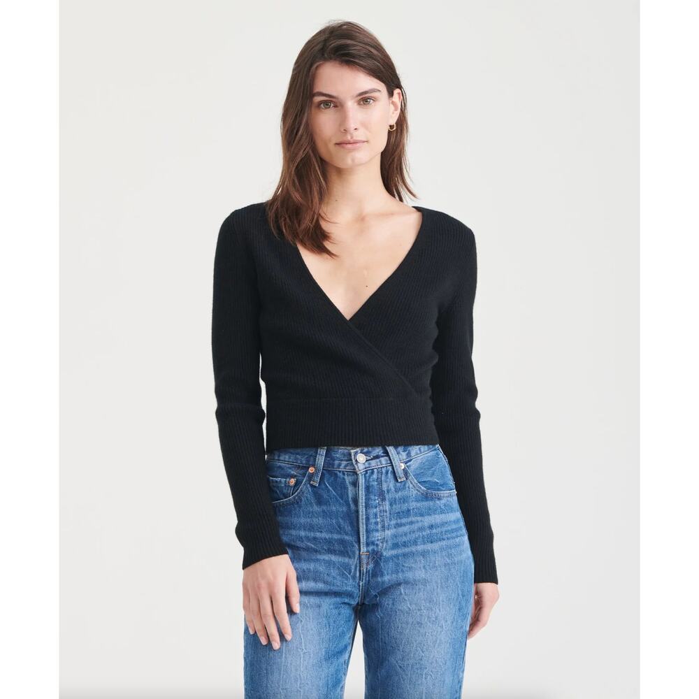 NAADAM Cashmere Wrap Top Sweater Black